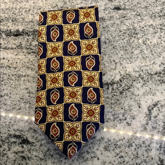 Frame Denim Blue and Gold Geometric Tie - Picture 1 of 5